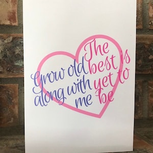 Carte imprimable d’anniversaire de mariage, vieillir avec moi mieux encore être carte de vœux téléchargeable NUMÉRIQUE; Pink Heart Bridal Shower Engagement