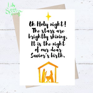 Carte de Noël religieuse, jeu de cartes nuit sainte, carte de la Nativité chrétienne, oh sainte nuit les étoiles brillent est de naissance de chers sauveurs