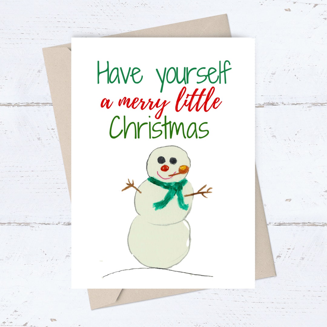 PRINTABLE Snowman Christmas Card, Winter Holiday Card, DIGITAL DOWNLOAD ...