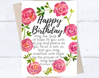 Religious PRINTABLE Birthday Card Romans Bible Verse Card, Birthday ...
