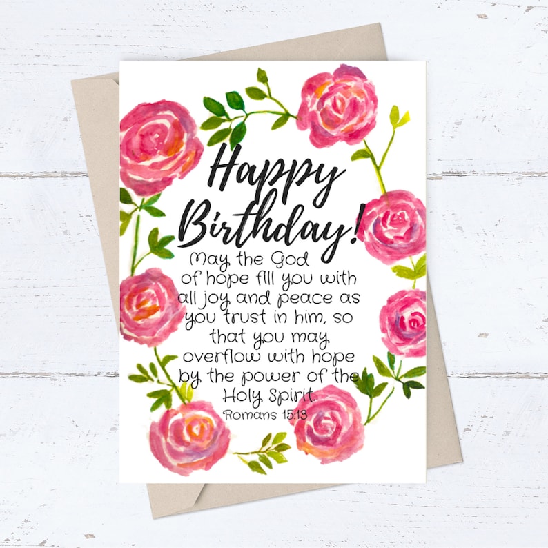 Religious Printable Birthday Card Pink Rose Border Download Now Etsy