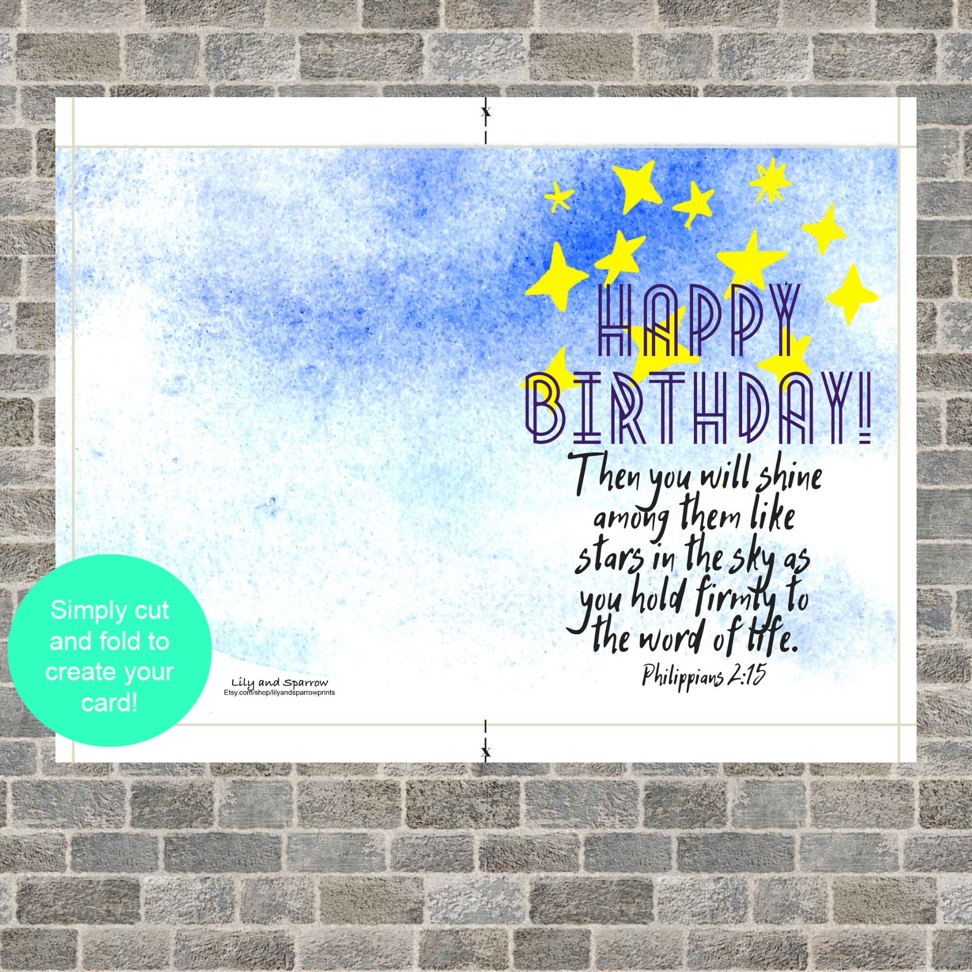 Birthday Religious PRINTABLE Card; Christian Bible Verse Card ...
