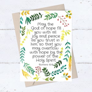 Tarjeta de cumpleaños IMPRIMIBLE, tarjeta religiosa cristiana pensando en ti, versículo bíblico de Romanos, graduación, boda, baby shower, amistad, despedida