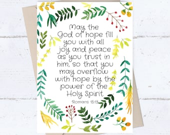 PRINTABLE Birthday Card, Religious Christian Thinking of You Card, Romans Bible Verse, Graduation Wedding Baby Shower Friendship Going Away