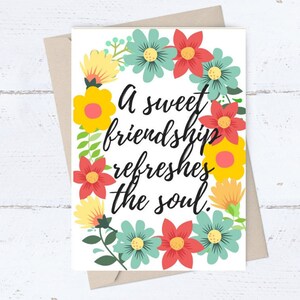 AFDRUKBARE vriendschapskaart, beste vriend kaart, zoete vriendschap verfrist ziel, verjaardagskaart voor haar, digitale DOWNLOAD, bloemenrand