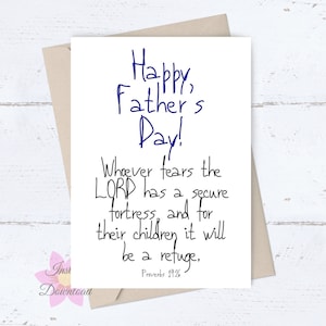 Afdrukbare kaart voor Vaderdag; Inspirerende bijbelverskaart voor papa; Wie de Heer vreest; Religieuze christelijke kaart voor echtgenoot