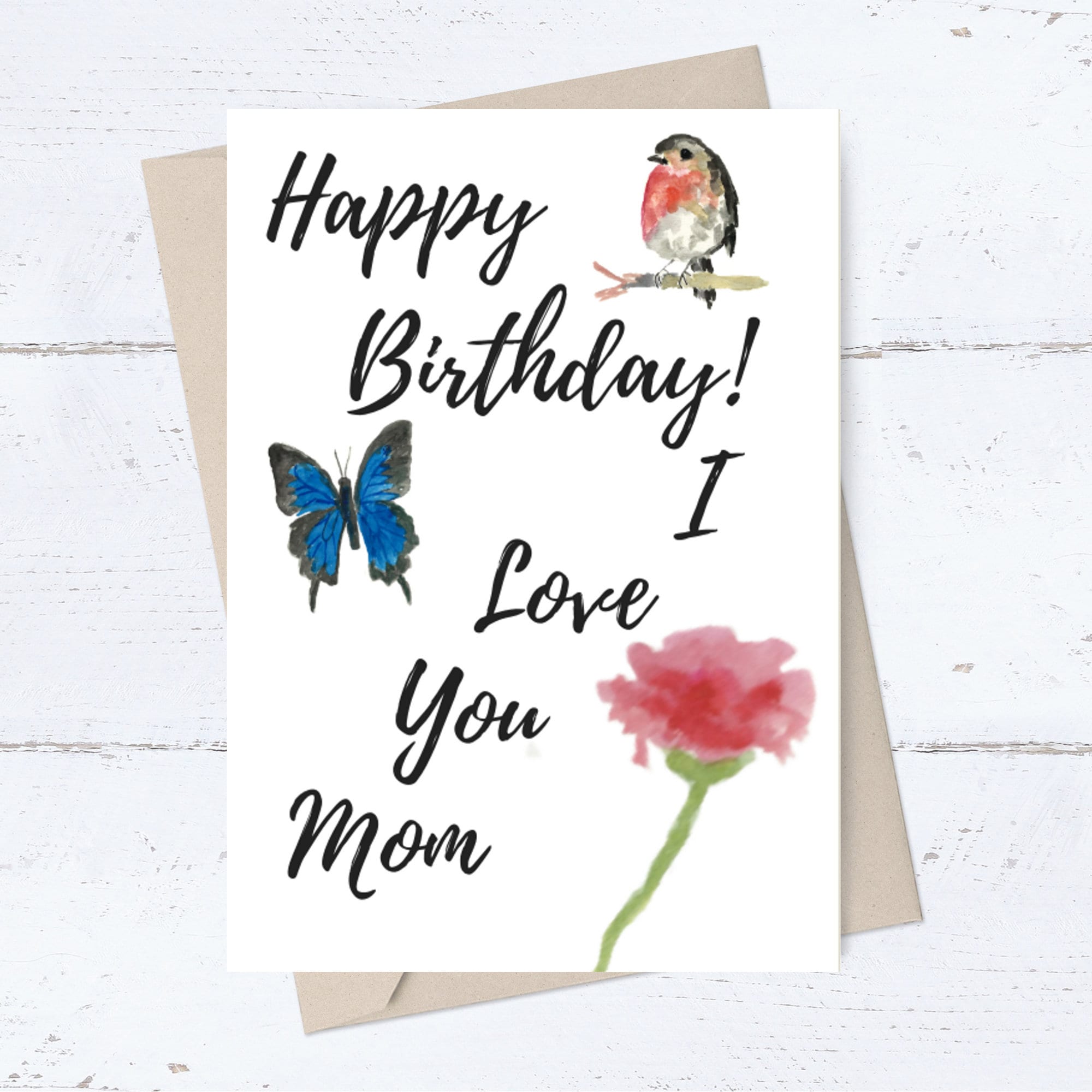 Printable Birthday Card for Mom; Birthday Wishes Mother; Robin ...