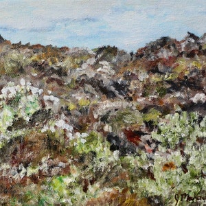 Iceland Oil Painting, Icelandic Lava Fields Art Print, Scandinavian Artwork, Original Handmade Painting, Nordic Landscape handpainted