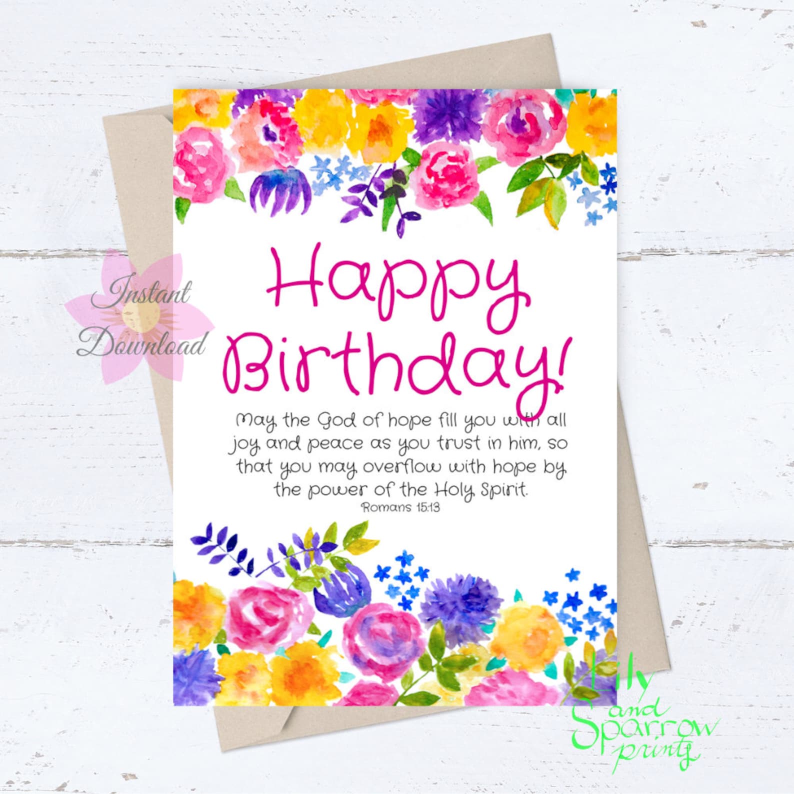 Religious Printable Birthday Card Romans Bible Verse Card Etsy