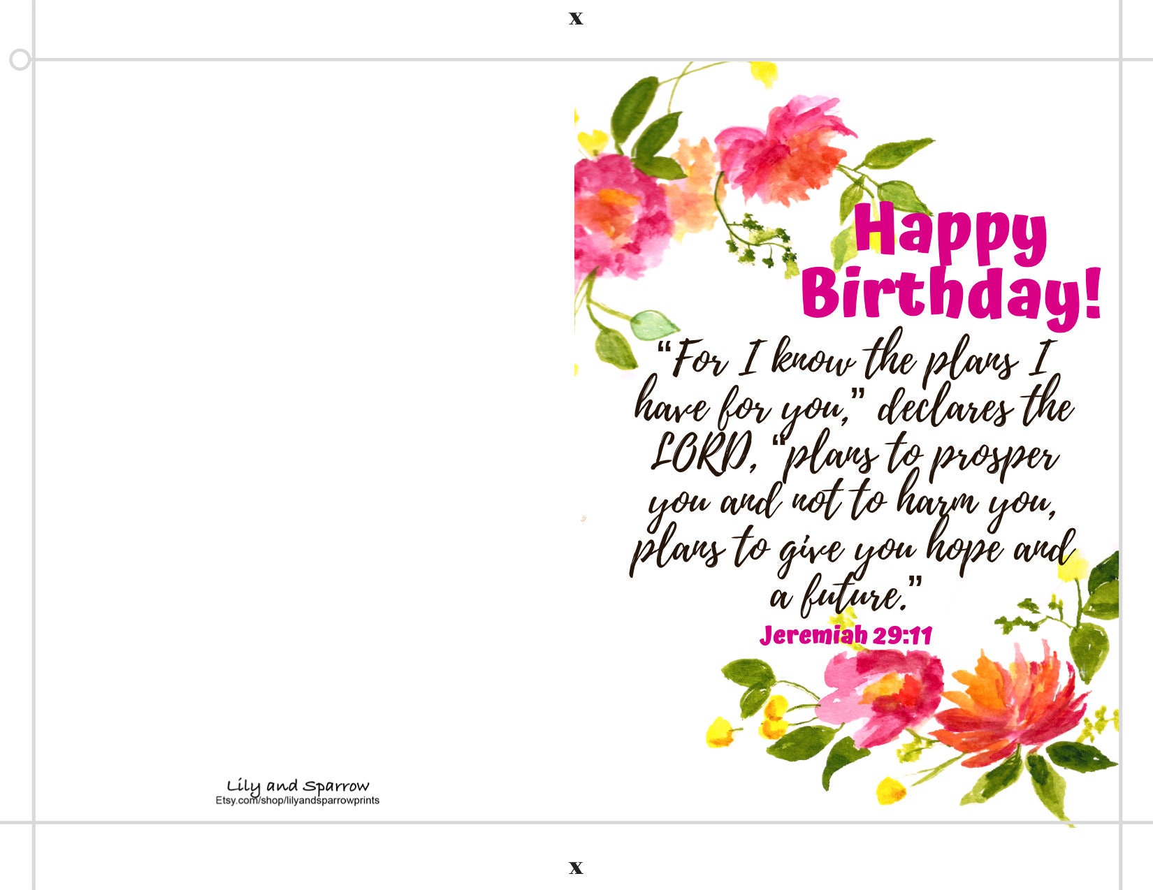 PRINTABLE Christian Birthday Card Jeremiah Bible Verse Card - Etsy