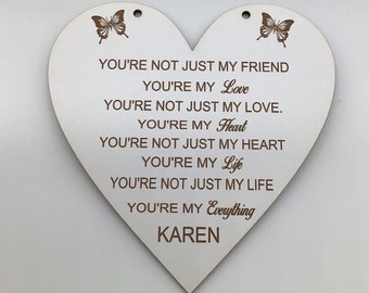 Personalised with name. encouragement gift , inspirational saying, best friend gift , Please  add name ,large wooden heart 150mm