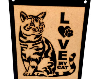 Premium Wooden Wall Art Plaque Depicting a Charming Cat Image - Cat lovers gift or as a Self-indulgent Treat for Your Home Decor