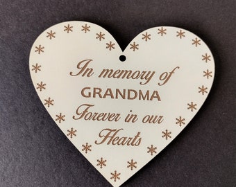 Wooden 100mm remembrance heart in memory of our grandmother.