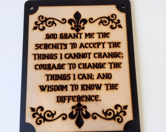 Serenity Prayer wall hanging. Bible verse. Christian Quote. sobriety gift . laser wall art. Bedroom Quote. Contemporary Modern.