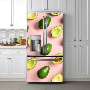 Avocado Vinyl Sticker Decorative Door Mural Self Adhesive Fridge Wrap Modern Refrigerator Decal Aesthetic Home Decor, Gift Idea