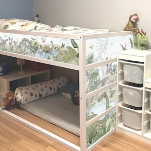 水彩画の恐竜の世界 IKEA クラベッド用デカール、男の子用保育園用 IKEA デカール、ジャングル恐竜 IKEA 二段ベッド、クラベッド用ラップ、ジュラシックパーク