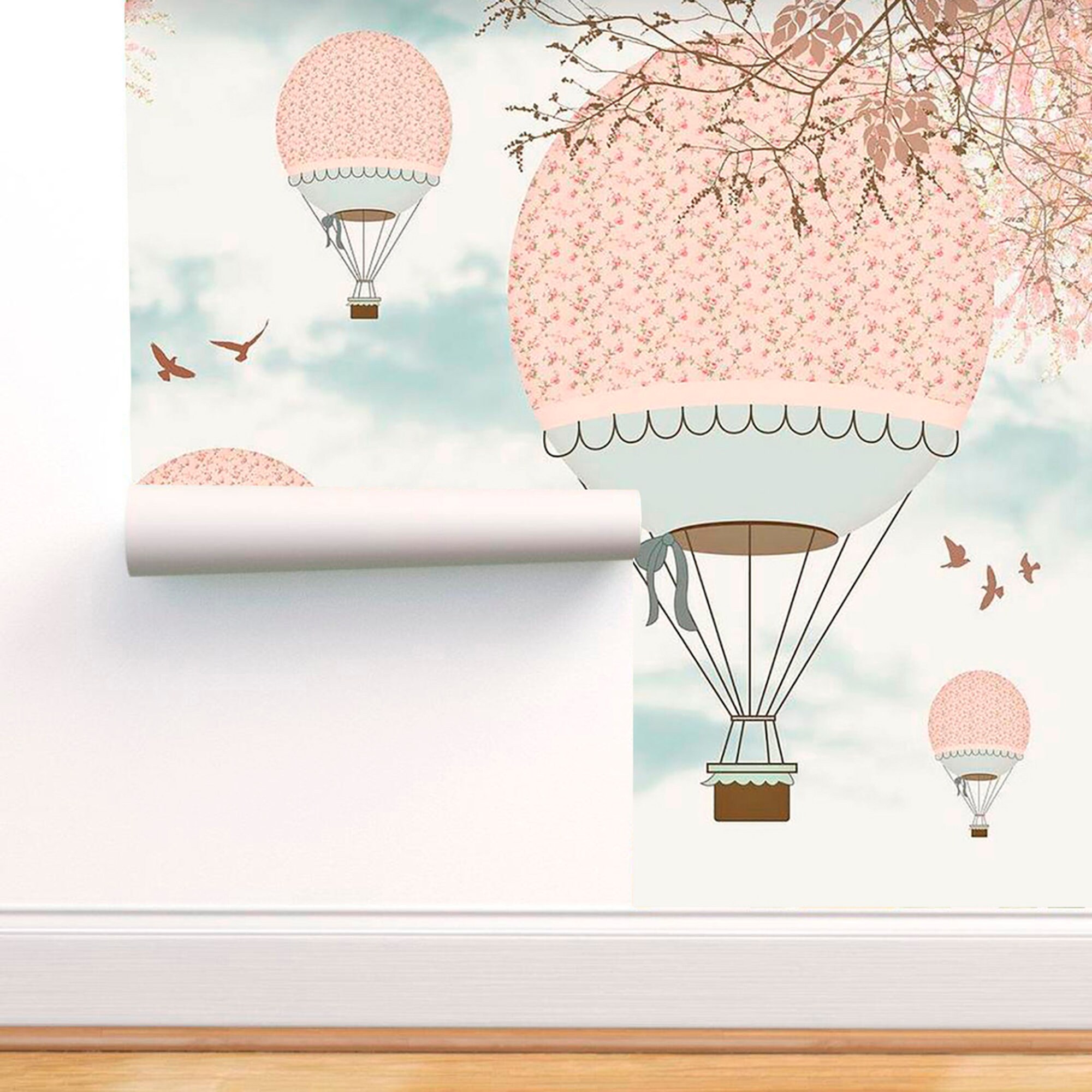 Large Hot Air Balloons Wallpaper Pink Balloons for girls | Etsy