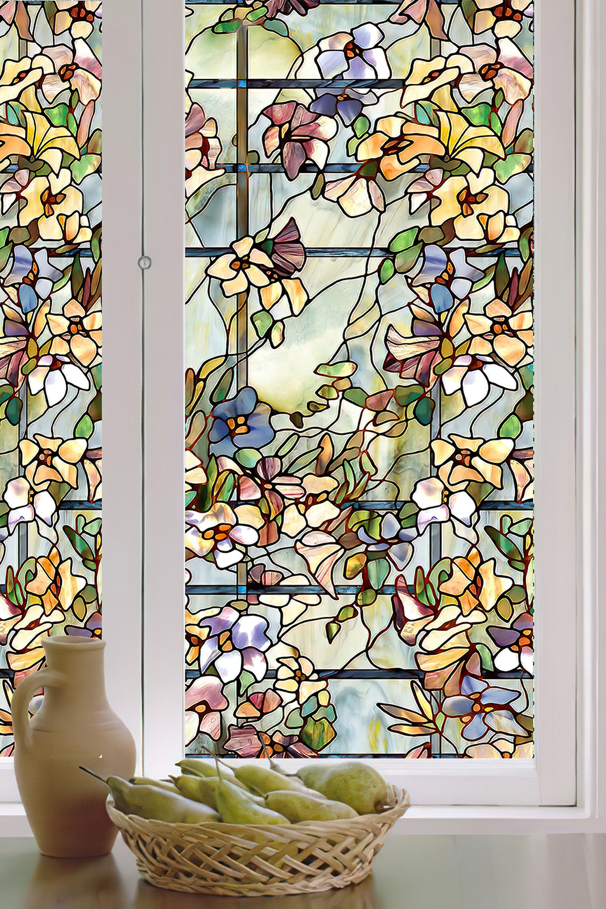 1 Rolle Stained Glass Window Film, Schwarze Katze Und Blumen Retro-Stil  Statische Haftung Dekorative Fensterfolie Fenster Tönungsfolie Für Zuhause,  Ni