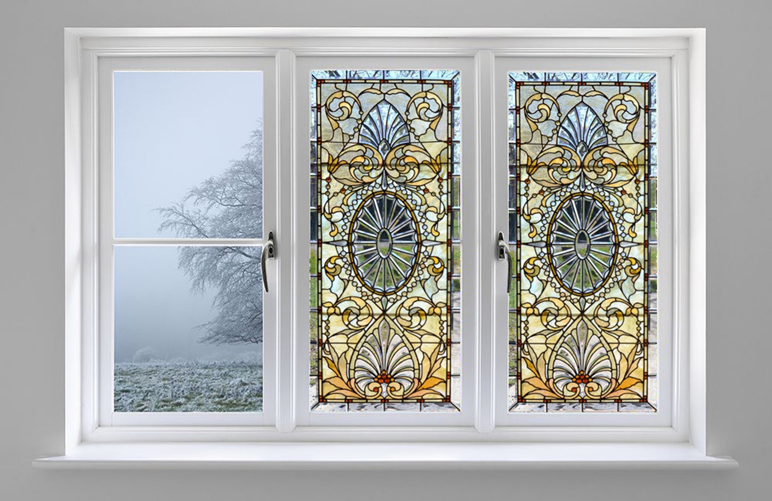 Stained glass Door Window Sticker Door mural Fridge wrap Etsy