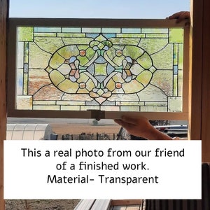 Geometrical Stain Glass Window Covering, Frosted Privacy Static Cling, Abstract Retro Colorful Sticker,Peel & stick , Custom any Size image 8