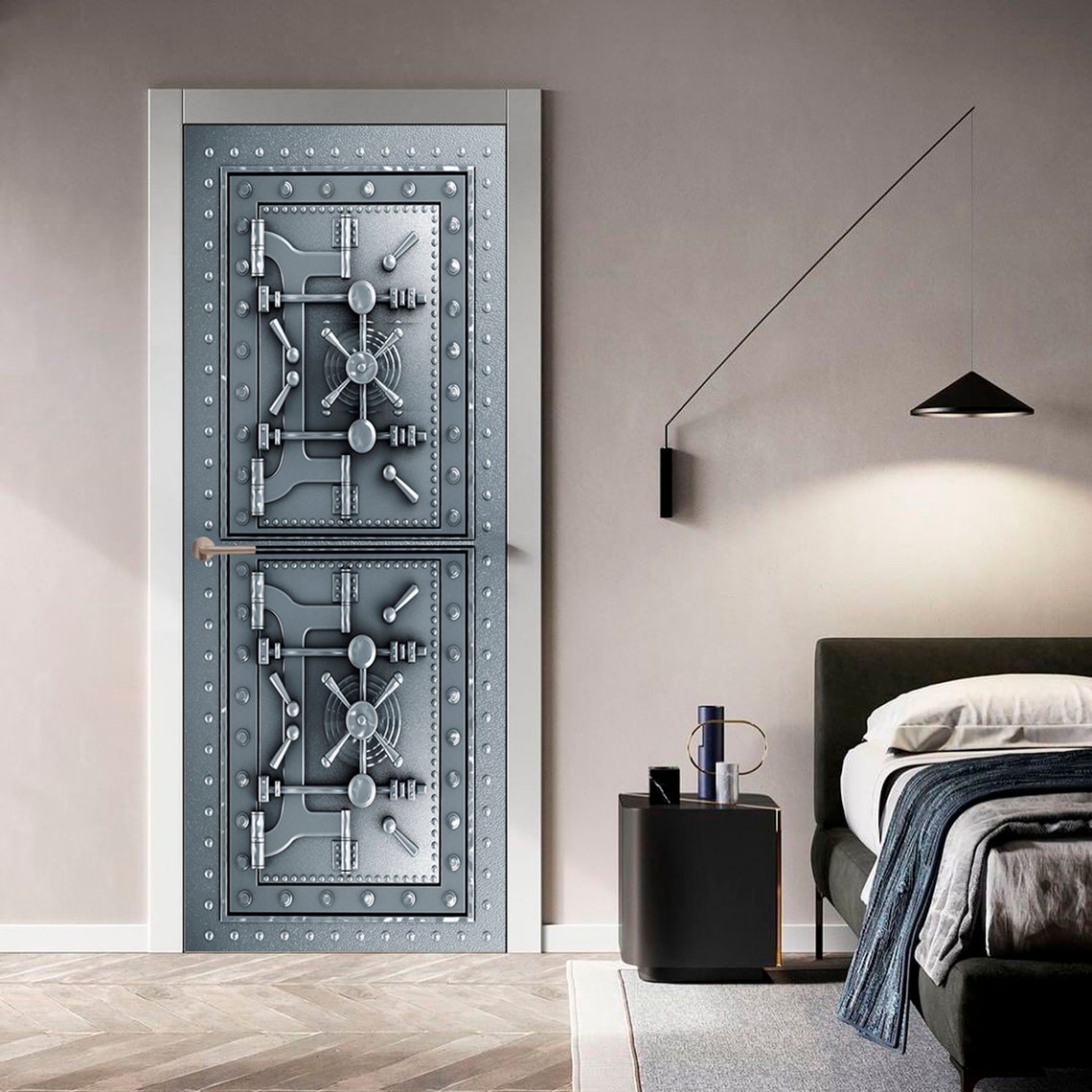 Safe door mural Metal door decal Fridge wrap Door mural vinyl Etsy