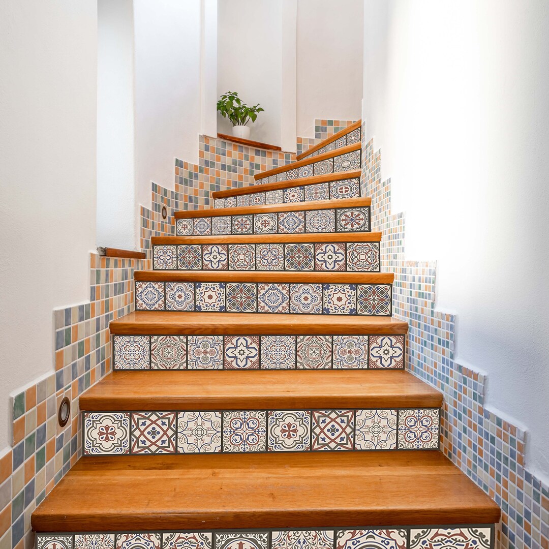 Stair Riser Decal Mosaic Tiles, Backsplashes Stair Riser Decals, Peel