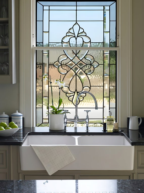 Frosted Stained Glass Window Privacy Film, Classic Glass Cling