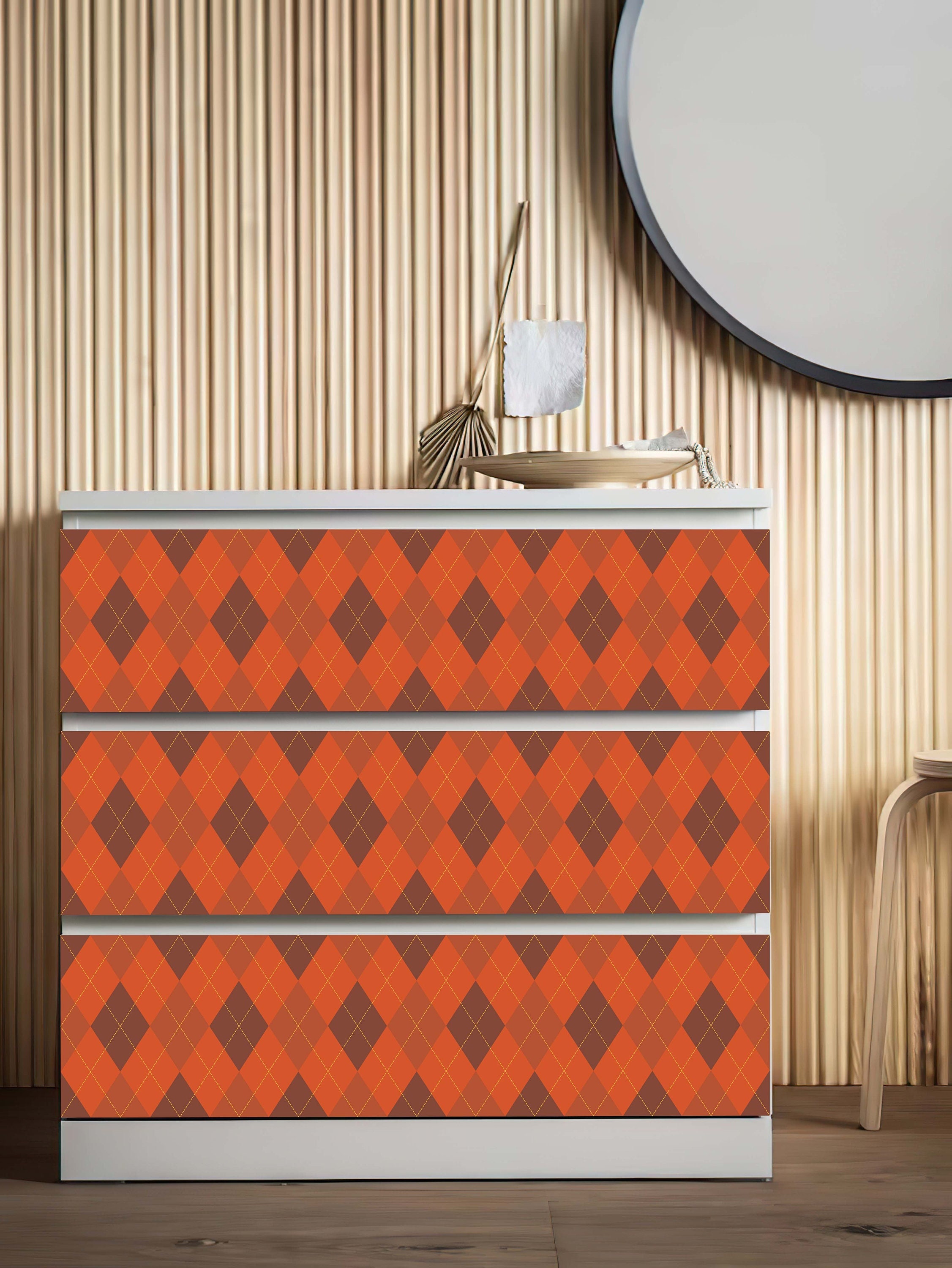 In zicht periodieke bros Klassieke oranje geruite Ikea Malm dressoir sticker geometrie - Etsy  Nederland