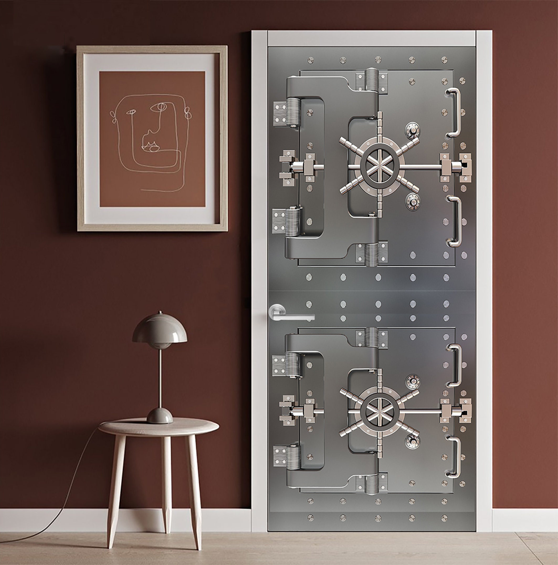 Safe Door Mural Safe door Fridge decal Door wrap vinyl Etsy