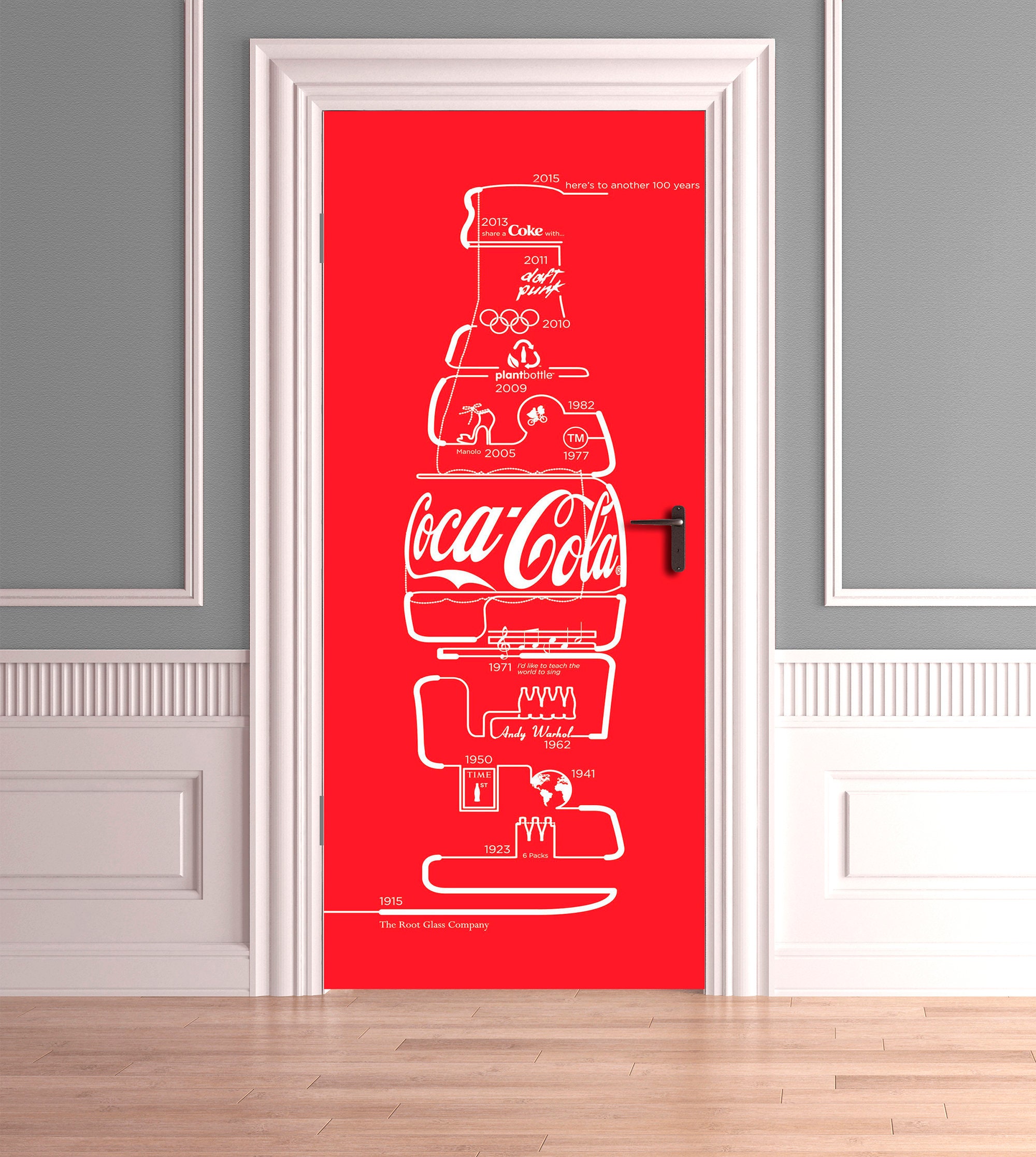 Door Mural Coca cola door Red Wrap Fridge Logo Door Decals Etsy