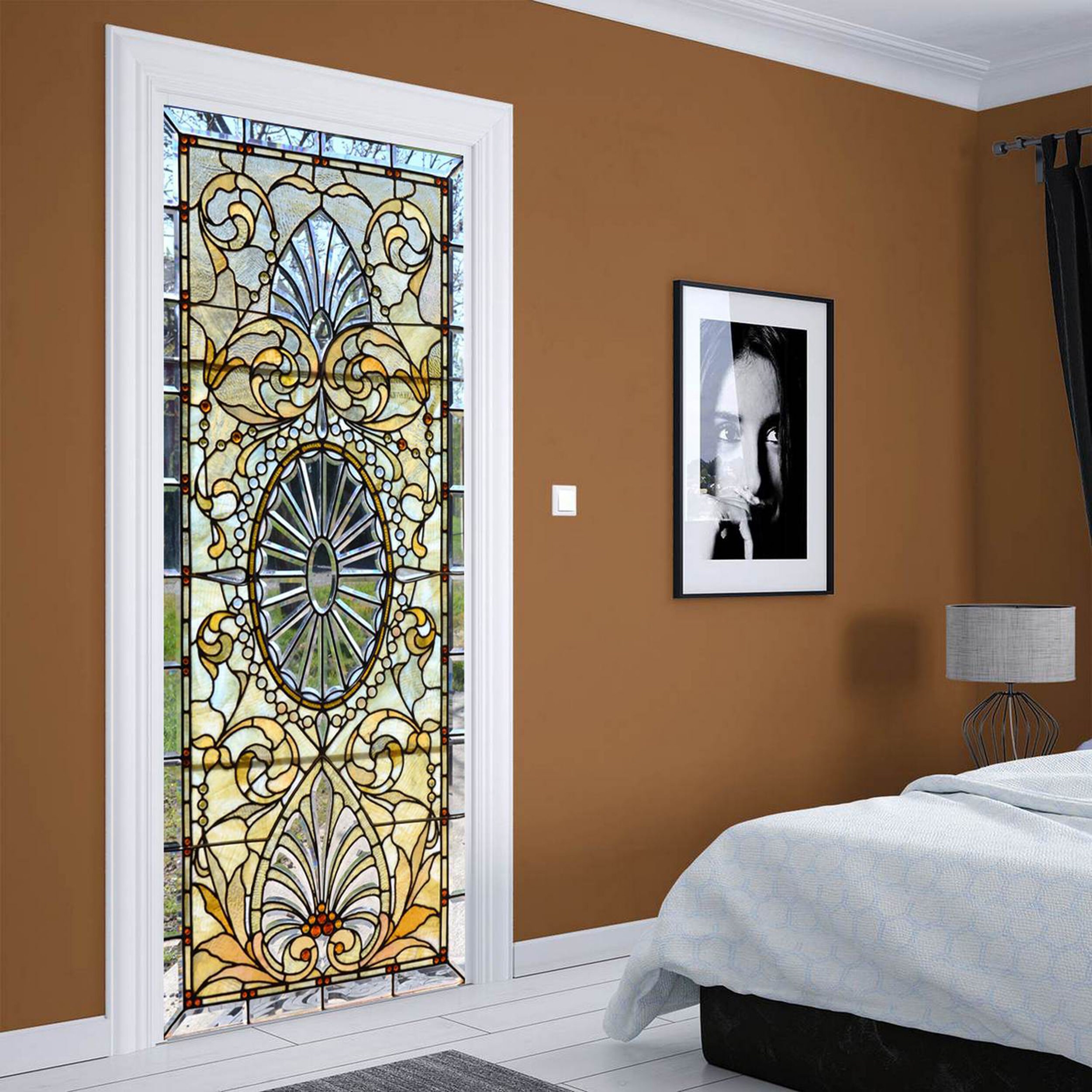Stained glass Door Window Sticker Door mural Fridge wrap Etsy