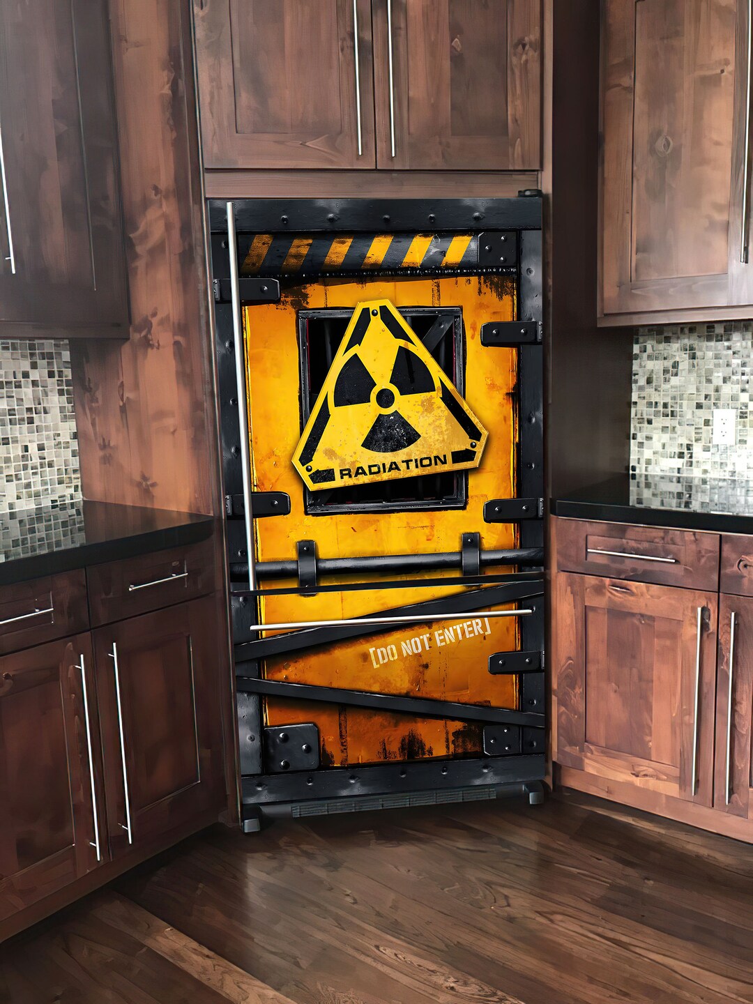 Radiation Zone Fridge Wrap, Metal Door Mural, Game Room Refrigerator