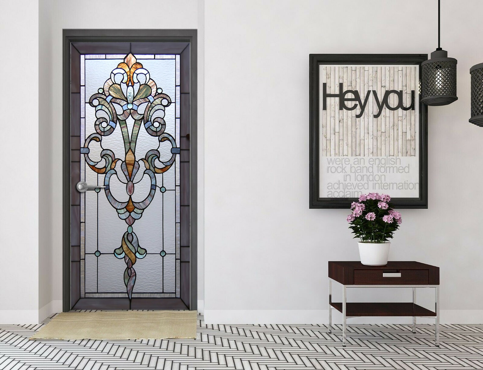 Selfadhesive Stained Glass Window Film Abstract Door Mural Etsy