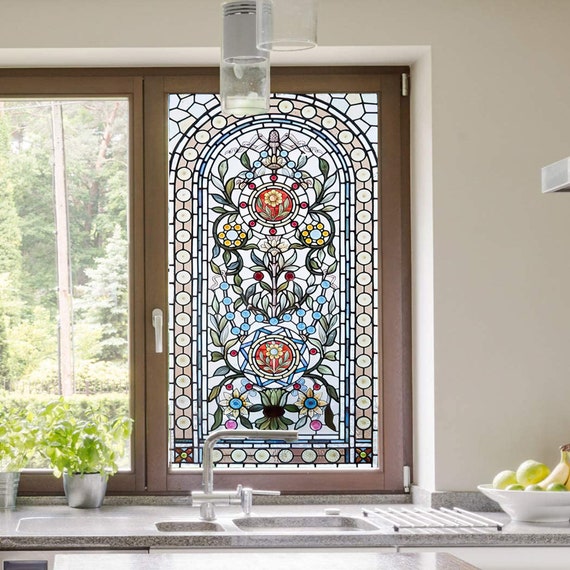 Colorful Stained Glass Window Film Mosaic Stain Glass Self Etsy UK