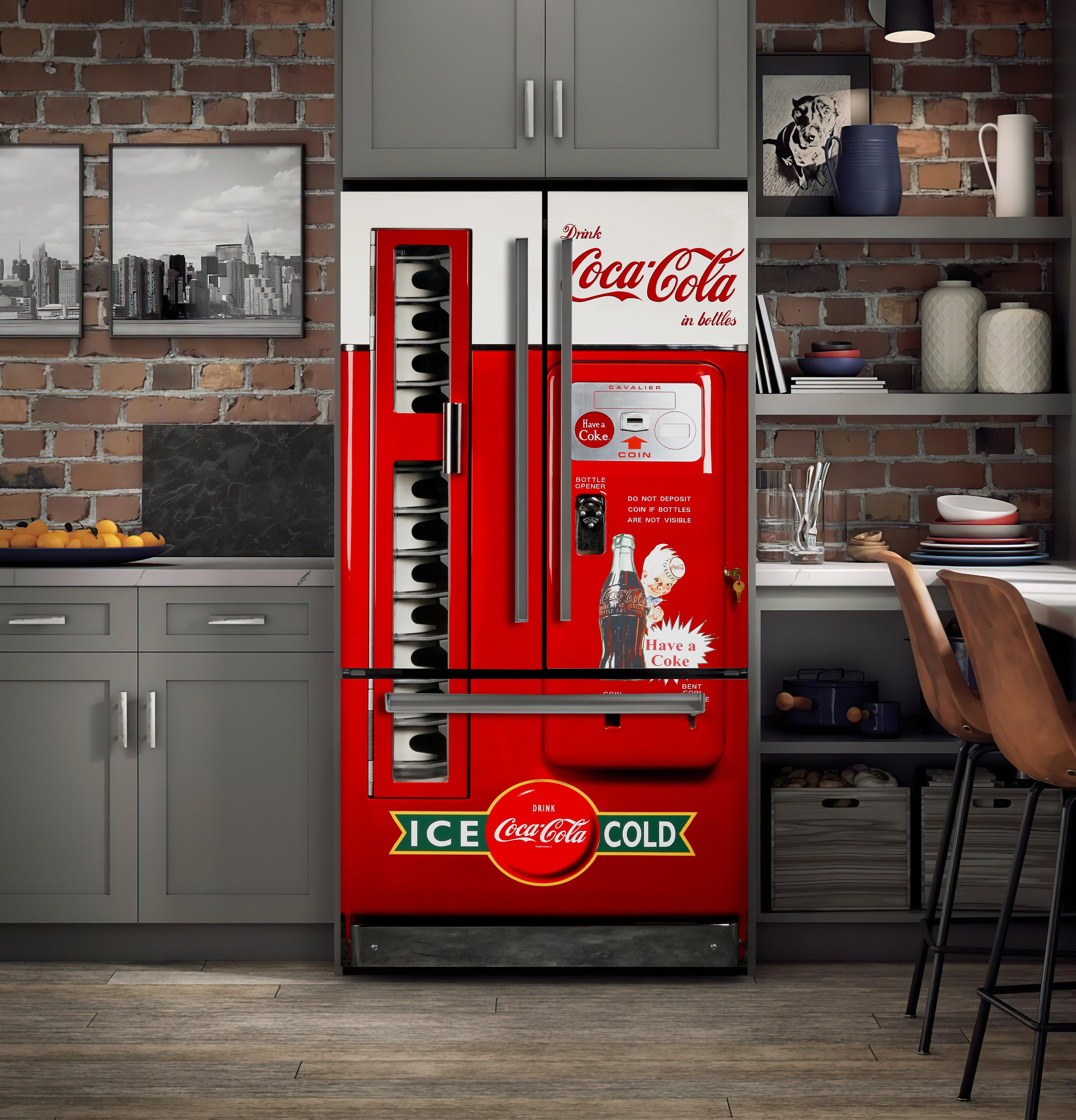Stickers frigo déco cuisine Coca Cola 60x90cm ref 6246 - Stickers muraux  deco