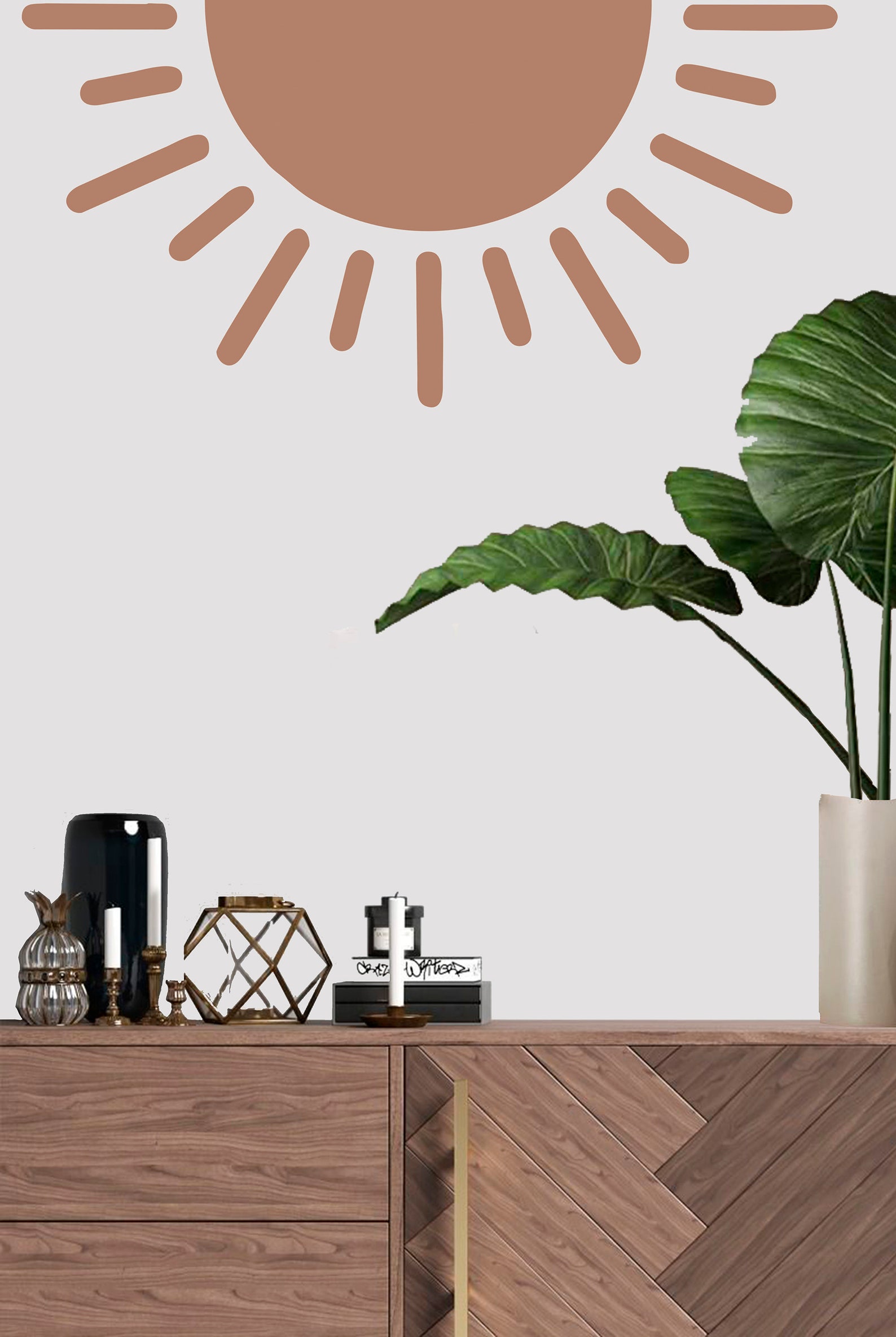 Half Sun Wall Decal Removable Decal Boho Half Sun Wall Above Etsy