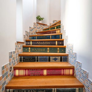 Fairy Tales Books Spine Stair Riser Decal, Book Spine Stair Riser ...