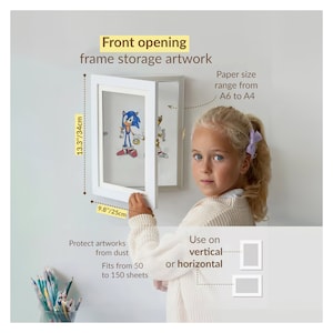 Kid's Artwork Frame, Personalized Wall Art Gallery, Front Opening Frame, Artwork Archive, Kid’s Painting Storage, Changeable Art Frames