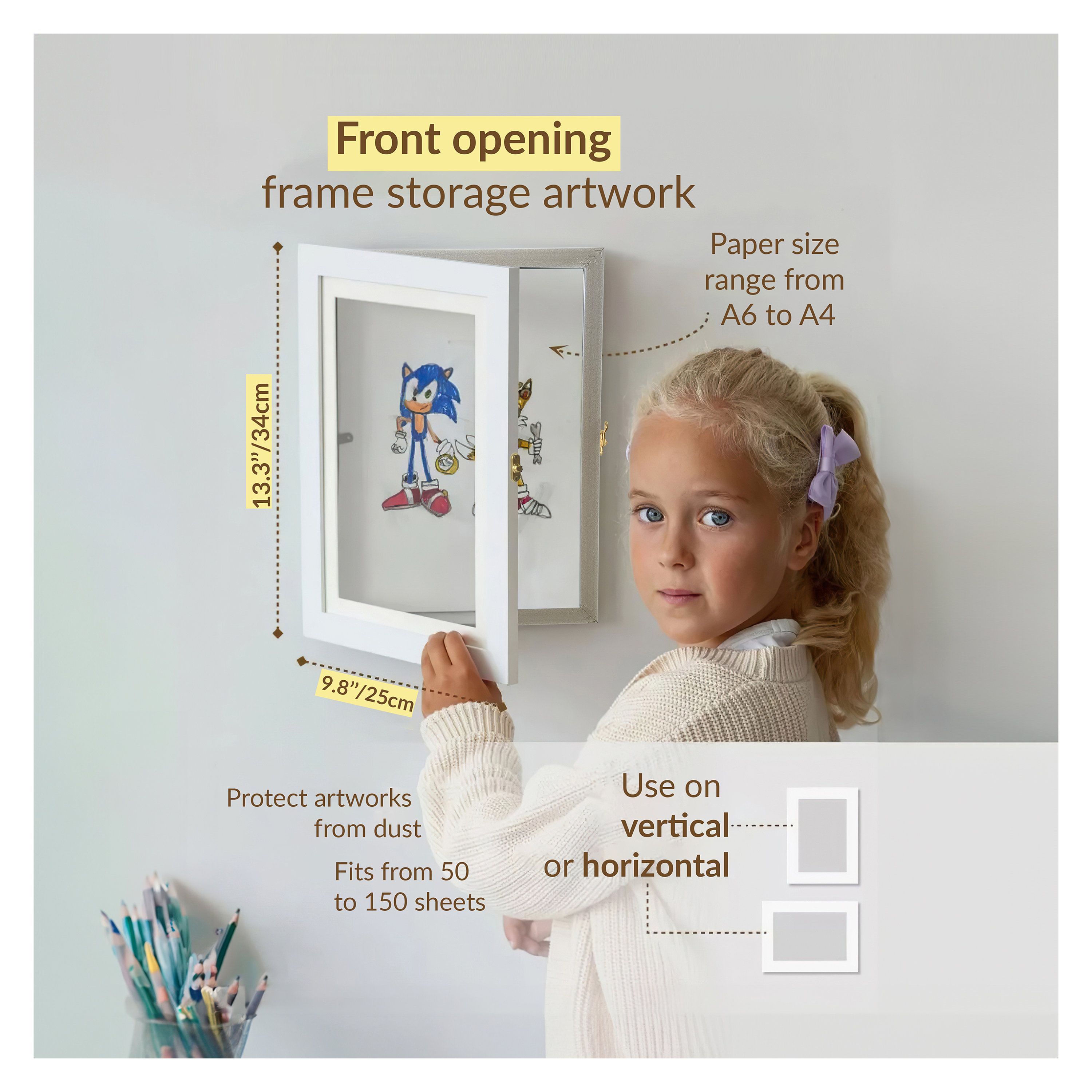 Kids Art Frames Art Display Frame Drawing Portfolio Storage show creative 5  pack