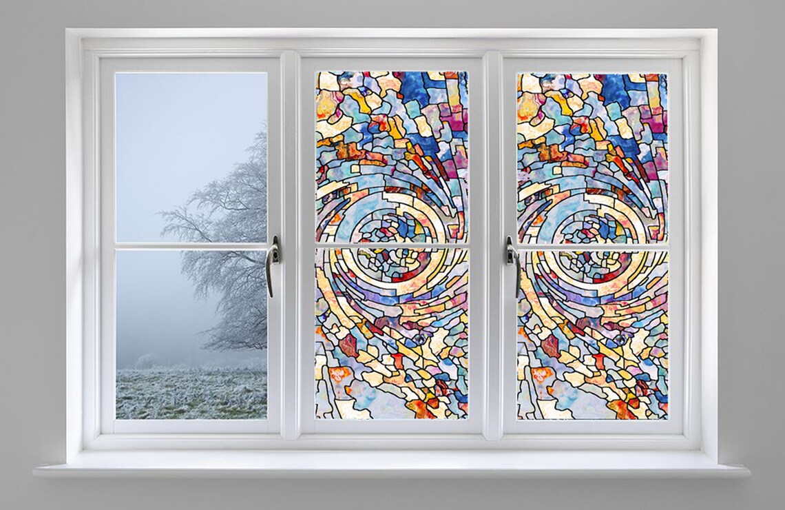 Selfadhesive Stained Glass Door Window Sticker Door Mural Etsy Canada