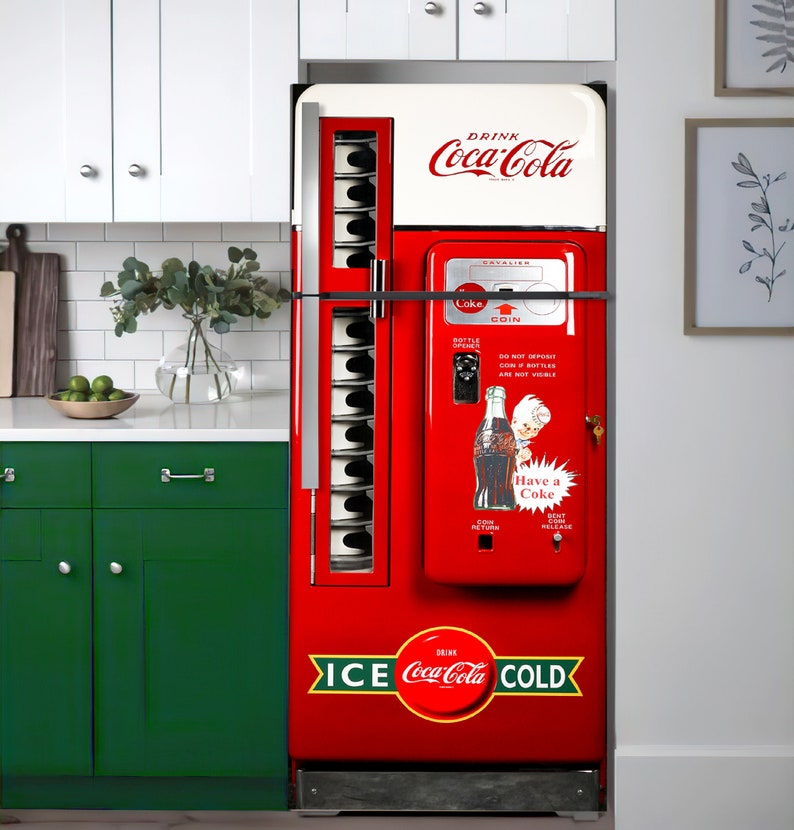 Retro Coca Cola Fridge Decal Vintage Coca Cola Fridge Wrap Etsy