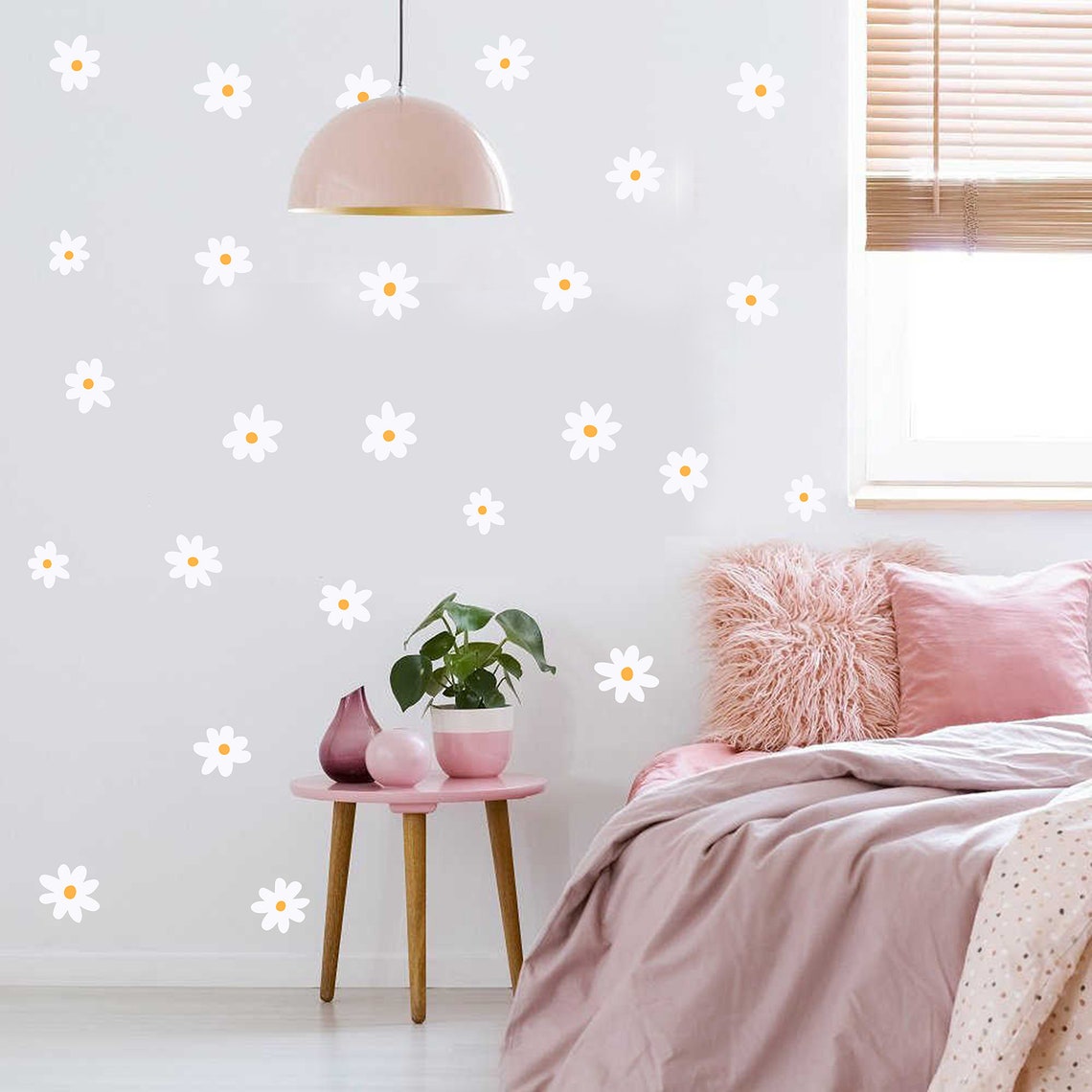 Daisy Wall Decals Floral Nursery Decor Flower Wall Stickers Etsy
