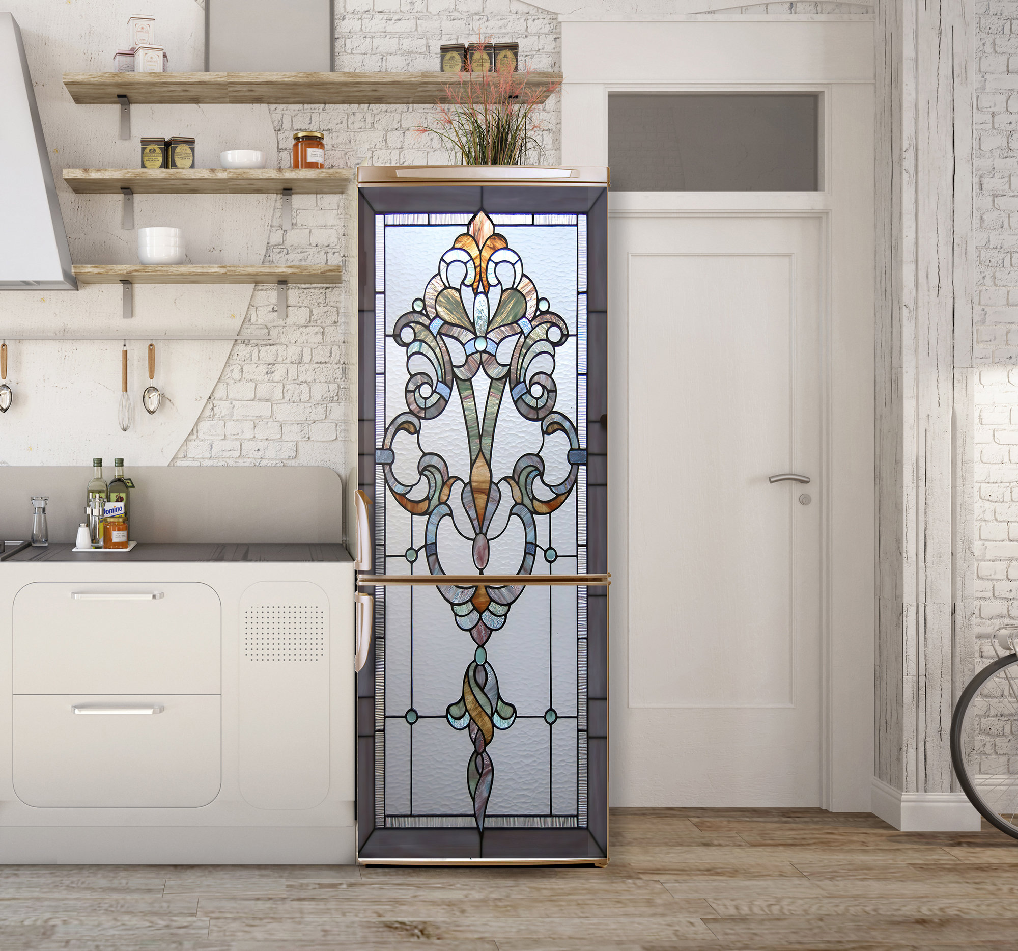 Selfadhesive Stained Glass Window Film Abstract Door Mural Etsy Canada