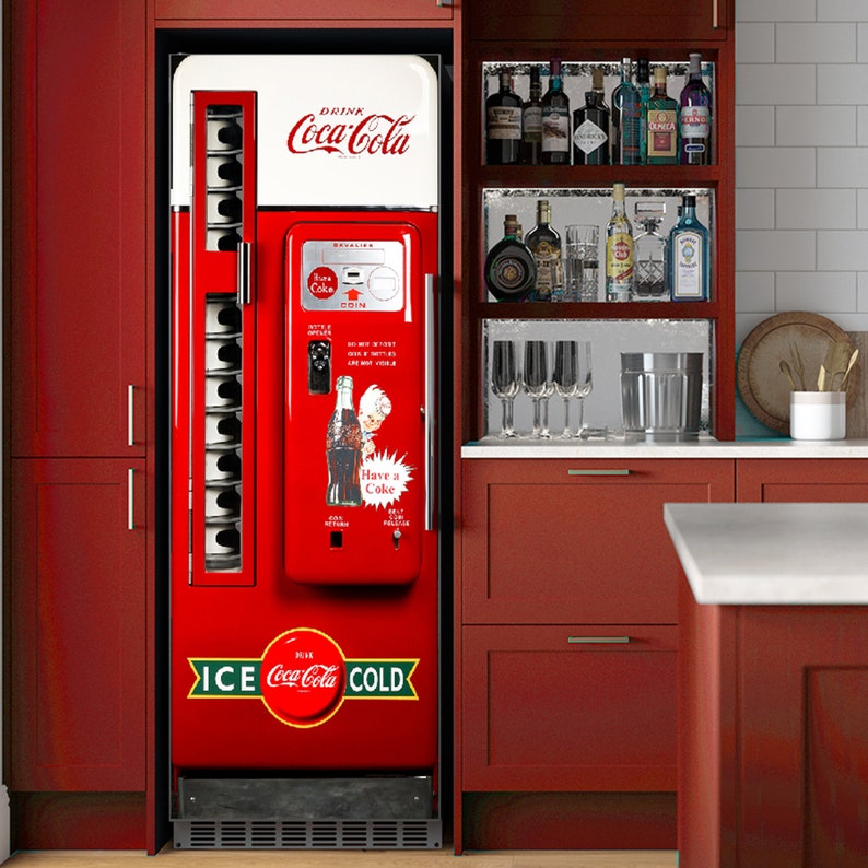 Retro Coca Cola Fridge Decal Vintage Coca Cola Fridge Wrap Etsy