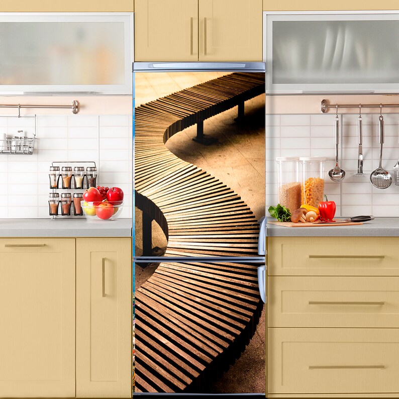 The Wooden Bench Fridge Decal Door Mural Wrap Kitchen Ireland The Wooden Bench Fridge Decal Door, Vinyl Wrap Kitchen Doors Ireland