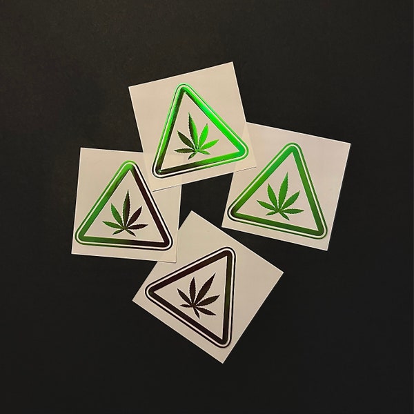 Holographic Pot Leaf Decal | THC Warning Sticker | Marijuana Leaf | Pothead | Weed Decal