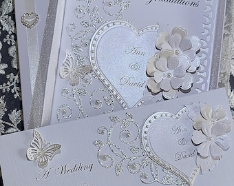 Personalised Wedding card with Gift voucher/money Envelope. Boxed, A5 size
