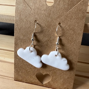 Polymer clay sparkly clouds dangly earrings