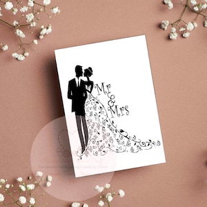 Fichiers SVG Mariée avec robe de mariée florale et le marié pour Cricut, Silhouette, téléchargement numérique Svg Dxf Png JPG EPS