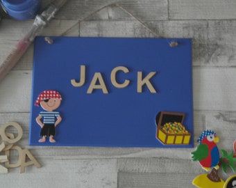 Children's Personalised Pirate Wooden Door/wall plaque or sign